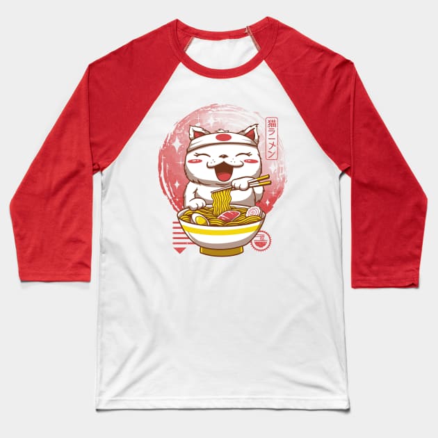 Neko Ramen Baseball T-Shirt by Vincent Trinidad Art